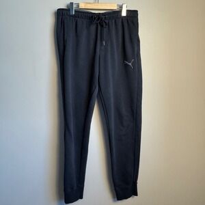 Puma Mens Athletic Sweatpants Black Large Joggers Pockets Drawstring Activewear